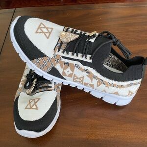 Black and Tan Patterned Sneakers
